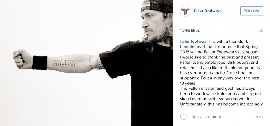 fallen footwear Jamie instagram message